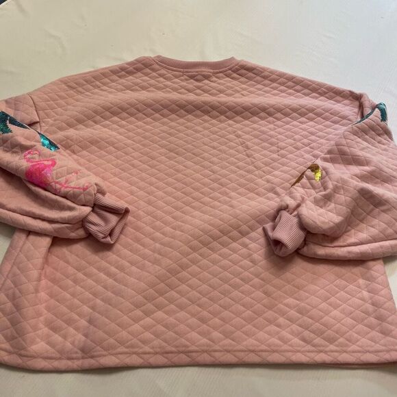 NWT Simply Southern Sunkissed Pink Sequin Crewneck Sweater Pullover Size Large - Picture 8 of 9